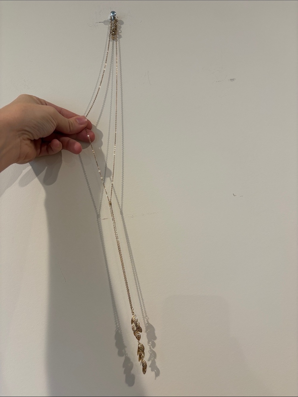 Express Gold-Tone Layered Necklace with Leaf Drop